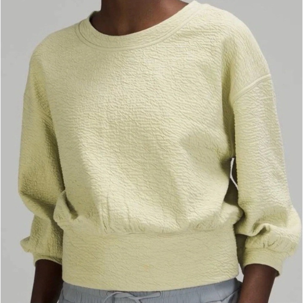 Lululemon Women's Textured Puff Sleeve Pullover Sweatshirt Dew Green